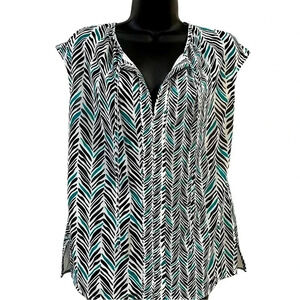 ❤️ 2/$11 Worthington Lightweight Sleeveless Chevron Pattern Blouse Womens large